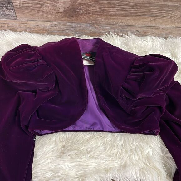 Climax For David Howard By Karen Okada Vintage Shrug Velvet Jacket 5/6  Purple - Picture 1 of 12